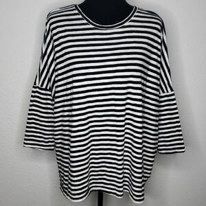 Mersea Womens Catalina Knit Sweater Navy Blue Stripe One Size Nautical Coastal